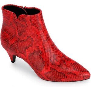 Kenneth Cole New York Kick Bit Ankle Boot Snakeskin Womens Red Black Size 7.5